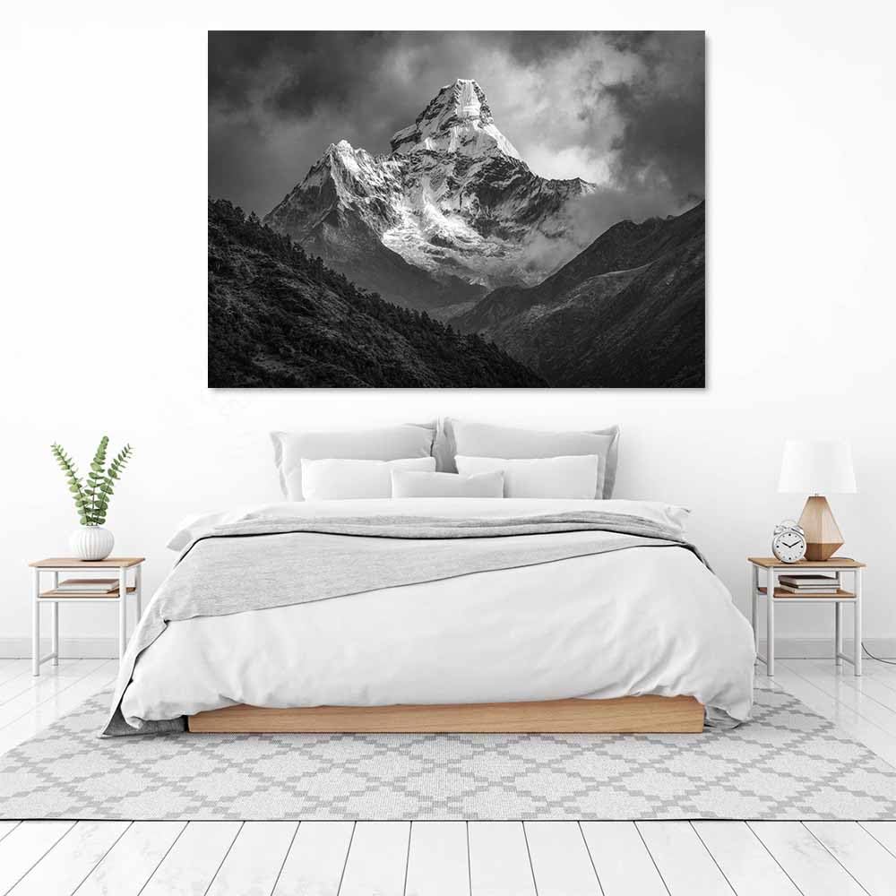 CUDAOO Nowoczesny plakat z krajobrazem przyrody śnieżne szczyty górskie do biura sypialni salonu dekoracja (czarny i biały) - 70 x 100 cm nieoprawiony