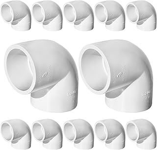 1" 90 Degree Slip PVC Elbows-12 Packs,PVC Pipe Elbow PVC Elbow Fitting, Furniture Grade,2 Way Elbow Side Outlet PVC Corner Fittings for DIY PVC Shelf Garden Support Structure (1 inch-12 Pack)