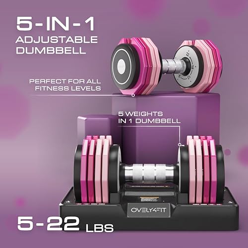 Miniatura 4 de 4YFIT - Mancuerna ajustable, opciones de peso 5 en 1 (4.5 a 22.5 libras), ajuste rápido de peso de 1 segundo, mango de metal antideslizante, diseño