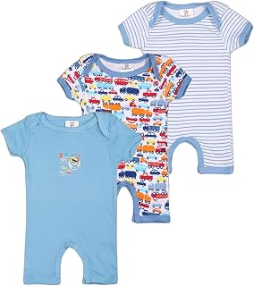 POOJA BABY Cotton Baby Bodysuit Short Sleeve Half Romper Knee Lantgh Pack of 3 Soft & Comfortable for Kids Pack of 3 Price In India