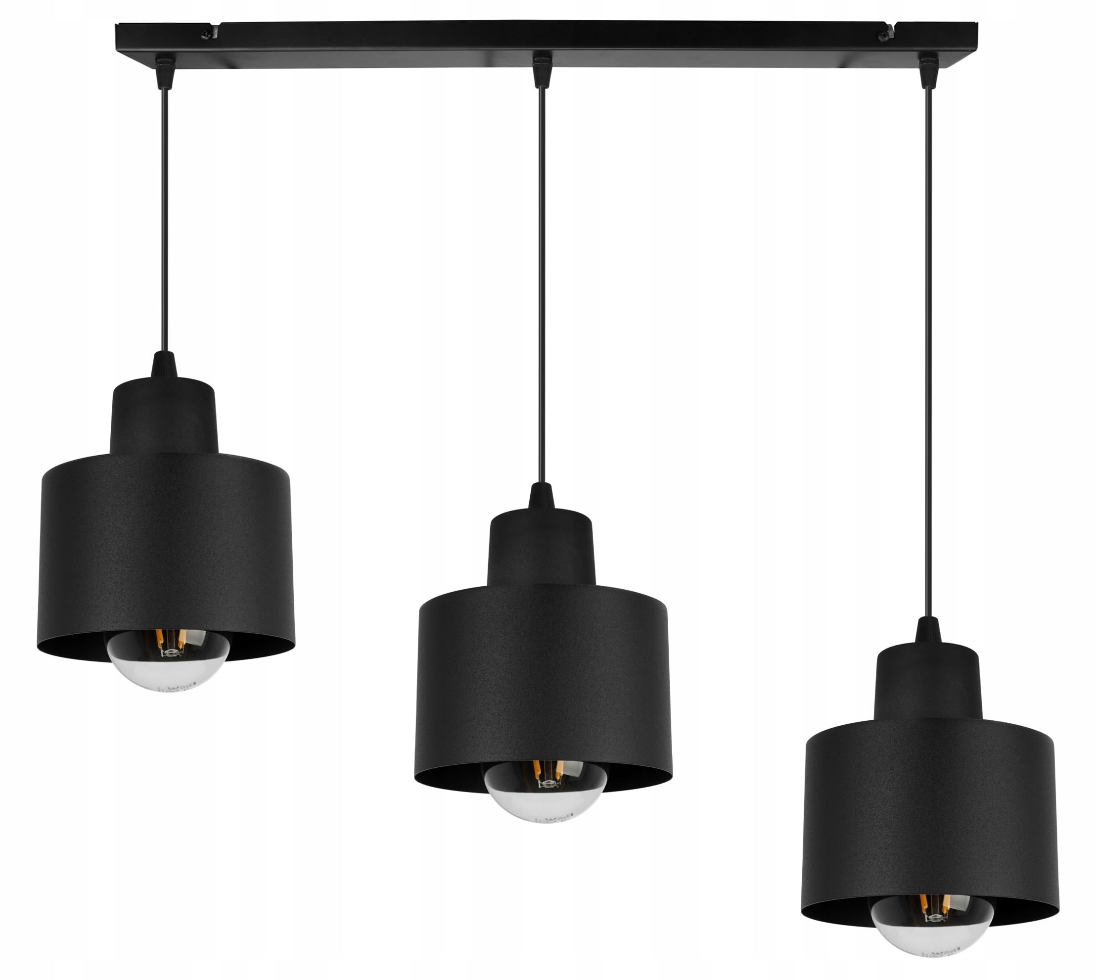 Plafonnier suspendu Panta Light-Home - Lustre de plafond moderne pour chambre salon et cuisine style loft industriel - pour 3 ampoules E27 - Abat-jour en métal - Noir