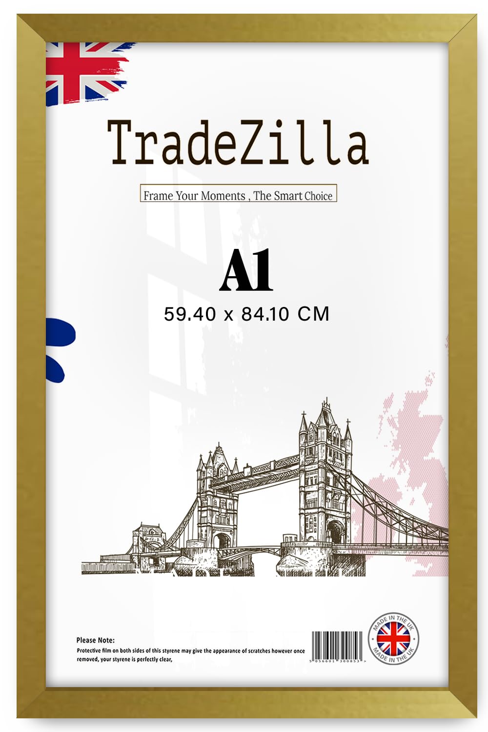 Tradezilla Gold ® | Large Picture Frame A1 (59.40 X 84.10 Cm) Photo Frame 33 X 23 For Wall Poster From The Range 594 X 841 Mm [ ]