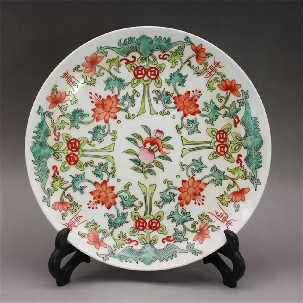 Hand-painted Pastel Longevity Continuous Plate Decoration Handmade Antique Ceramics Collection