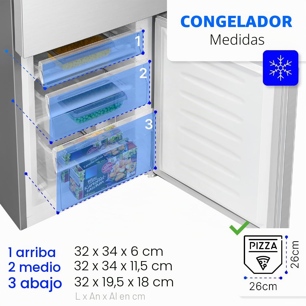 Bomann® Frigorífico con congelador, clase energética D, 143 cm, congelador silencioso de 39 dB, 3 estantes y 3 cajones, tope de puerta intercambiable, combinación de congelador de 175 l, KG 322.1 inox
