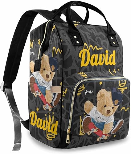 Miniatura 6 de Artsadd Mochila bordada con nombre personalizado, mochila personalizada para bebés, niñas y niños, bolsas de lactancia multifuncionales