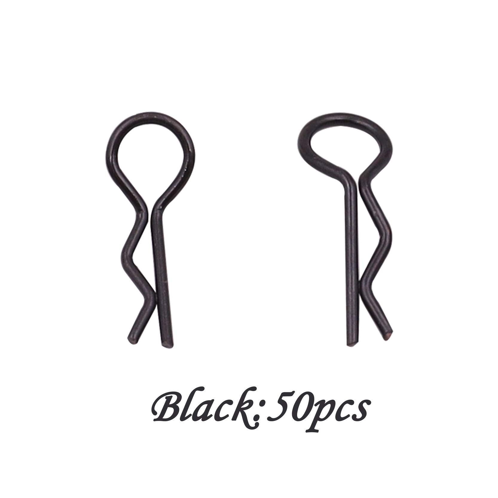 50 Pack Treehobby Universal Bent Springy R Pins RC Car Body Shell Clips Compatible with 1/10 RC Car Truck Buggy Crawler Short Course Replacement Spare Part (Black)