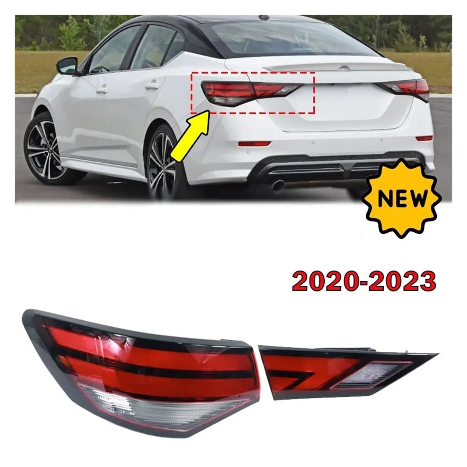 Do Nissan Sentra 2020-2023 Światło Tylne Tylny Kierunkowskaz Hamulca Lampa Przeciwmgielna Halogenowa Pokrywa Tylnego Światła Bez Żarówek Części Zamienne(Outside,Right side)