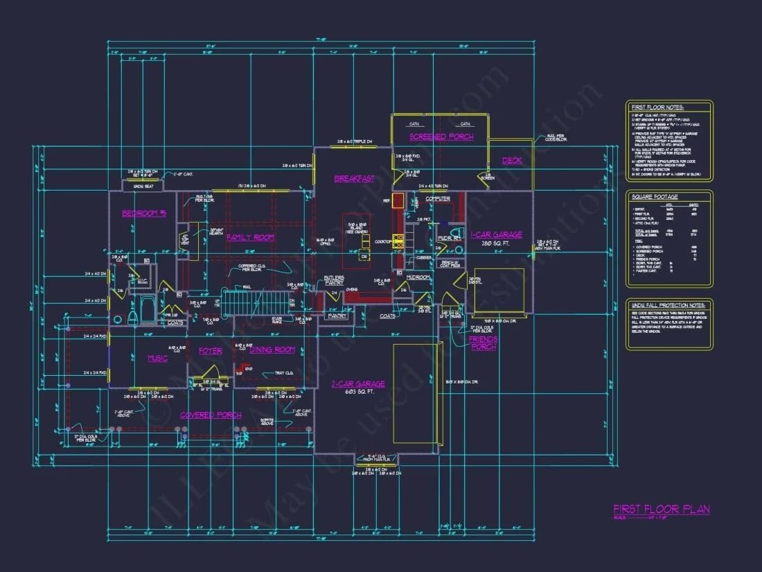 14-1458 HOUSE PLAN - Stunning 5-Bedroom House Plan with Full CAD Architectural Design