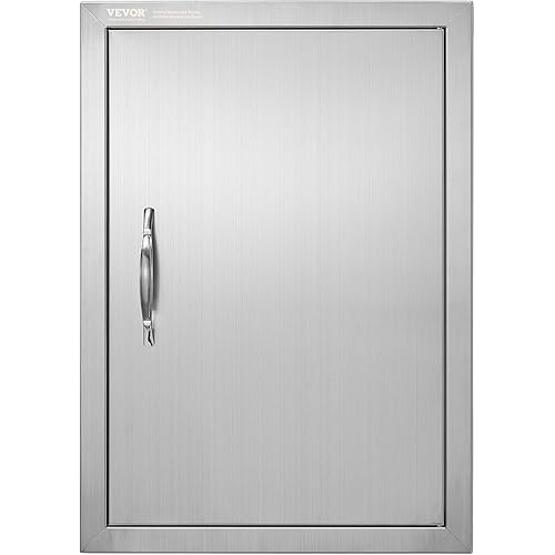 VEVOR BBQ Access Door, 17W x 24H Inch Single Outdoor Kitchen Door, Stainless Steel Flush Mount Door, Wall Vertical Door with Handle, for BBQ Island, Grilling Station, Outside Cabinet