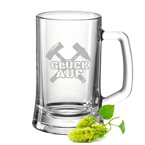 GRAVURZEILE Bierkrug mit Gravur - Glück auf Schlägel + Eisen