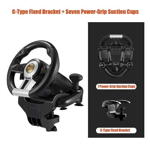 Miniatura 4 de PXN PC Racing Steering Wheel, V3II USB Car Driving Simulator Race Gaming Steering Wheel with Pedals for Windows PC, PS3, PS4, Nintendo Switch, Xbox