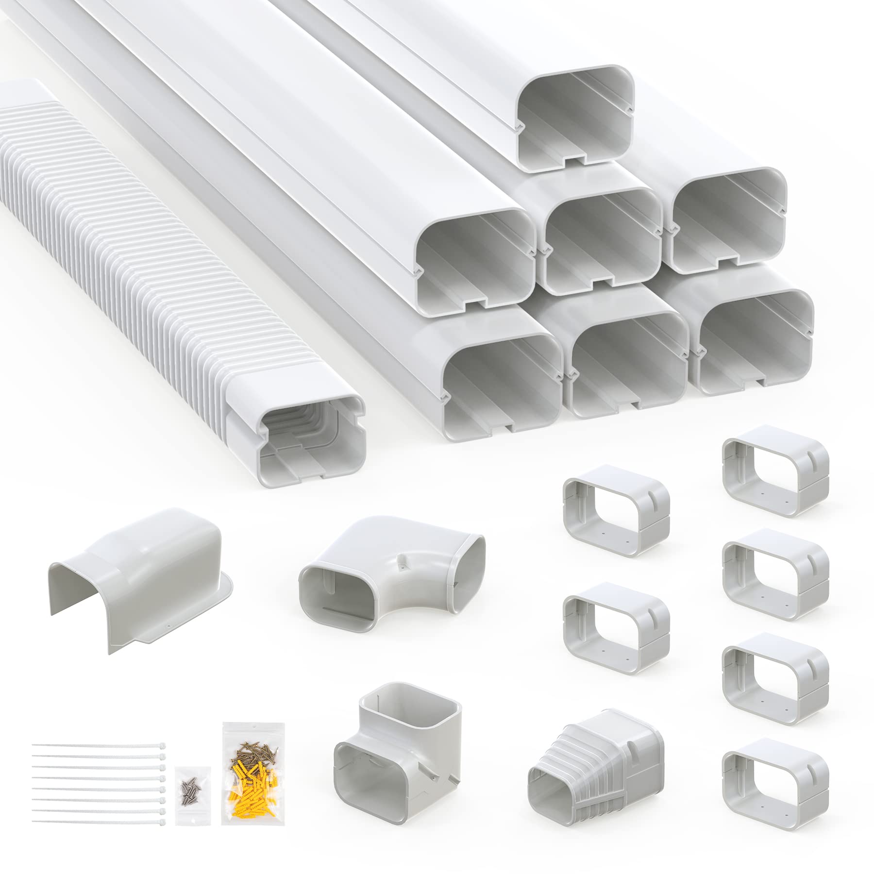 Air Jade3" W 25' L Mini Split Line Set Cover Kit, Decorative PVC AC Line Cover for Mini Split Air Conditioner & Heat Pump