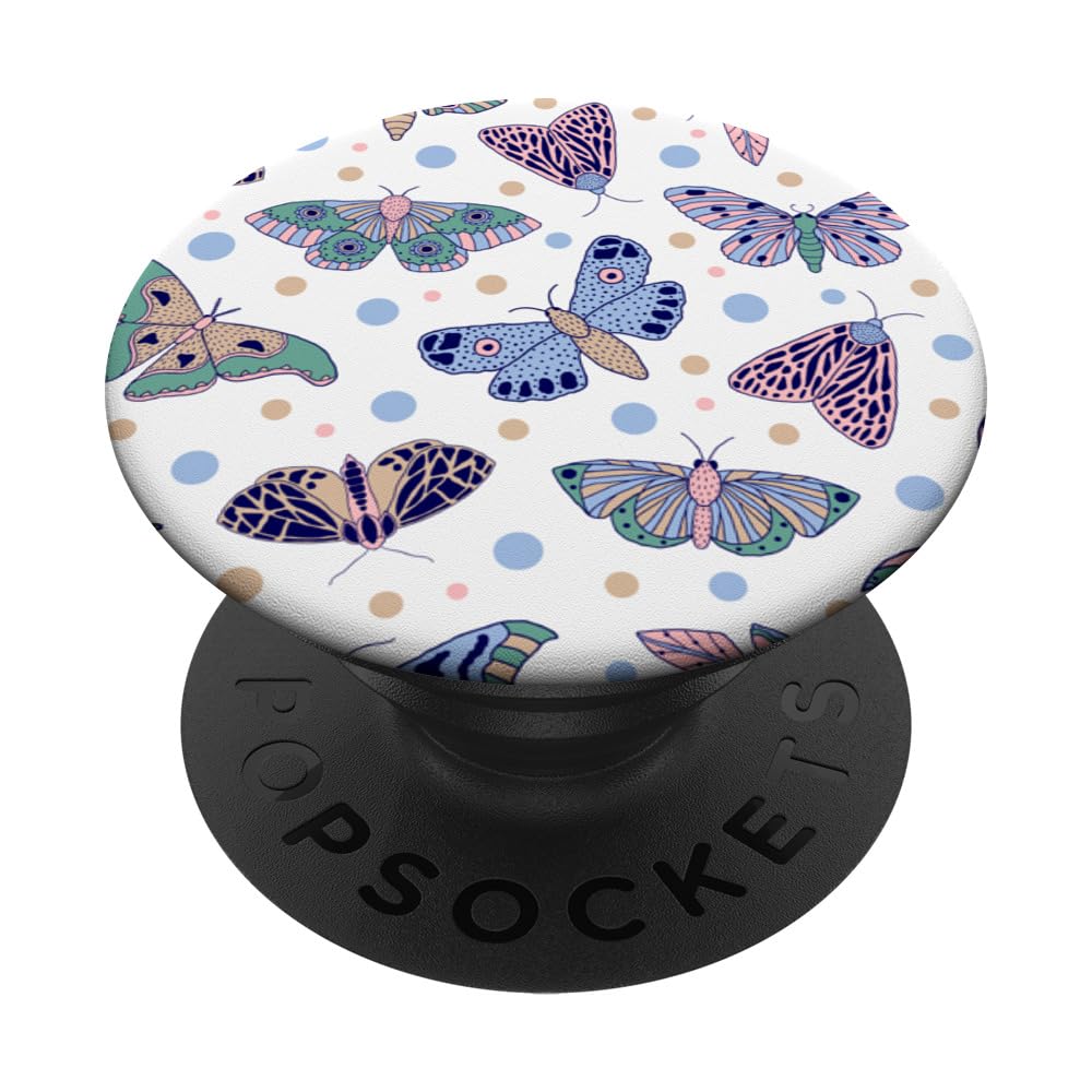 Cute Butterflies and Moths Pastel Color for Girls Women PopSockets Adhesive PopGrip