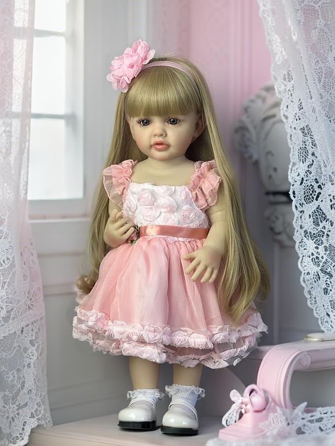 Muñeca Reborn bebé realista 22 pulgadas vinilo suave miniatura 3