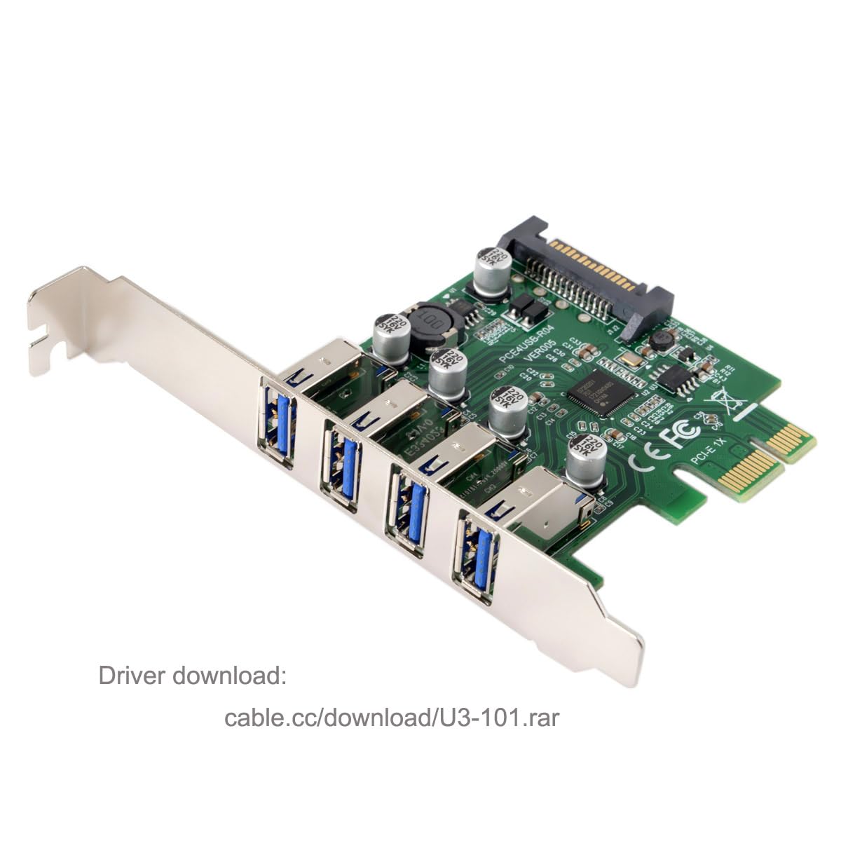 Cablecc Adaptador de tarjeta de expansión PCI-E a USB 3.0 HUB PCI Express de perfil bajo de 4 puertos para placa base
