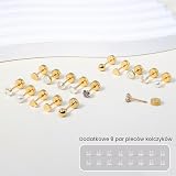Hipoalergiczne tytanowe kolczyki z płaskim tyłem, 6 par wkręcane złote kolczyki sztyfty dla kobiet mężczyzn srebrny mały kolczyk helix chrząstka muszla tragus piercing biżuteria