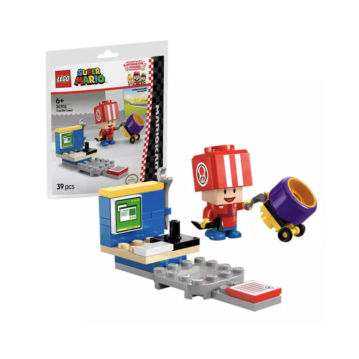 LEGO Super Mario Toad Pit Crew Building Set 30702, Mario Kart