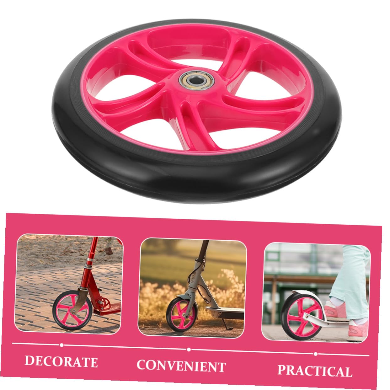Roues Scooter PU Haute Élasticité Roues de Remplacement Durables pour Trottinette Électrique et Skateboard