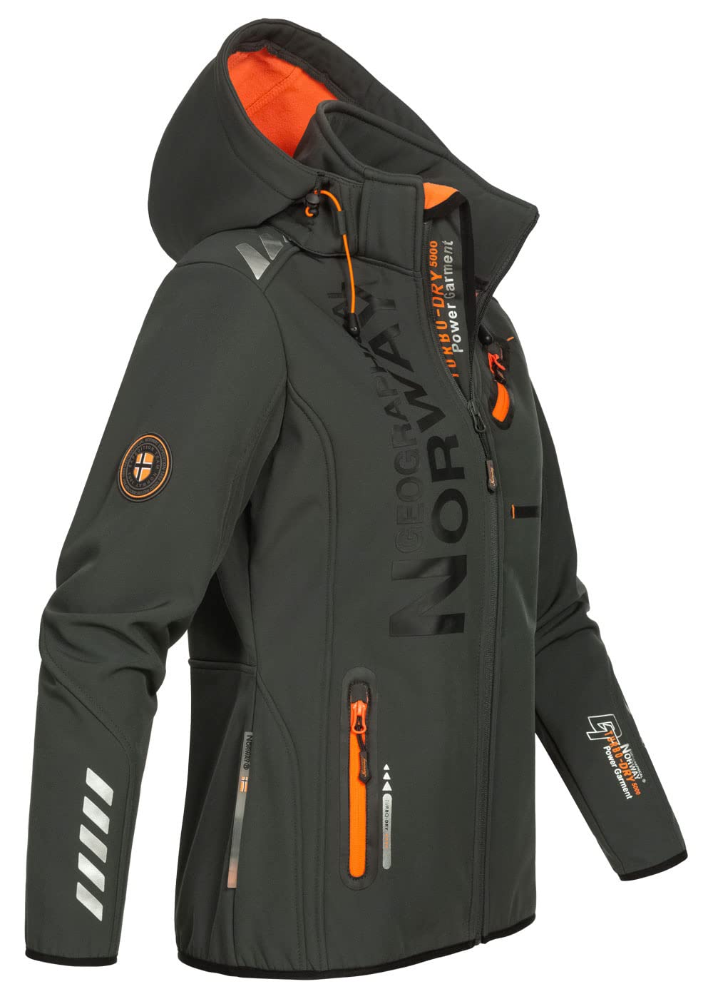 Geographical Norway REINE Lady - Damska kurtka softshellowa, odporna i wodoodporna kurtka wiatrowa - kurtka outdoorowa z kapturem