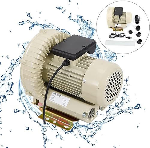 Miniatura 3 de Bomba de aire eléctrica para acuario de 370 W, bomba de aire de alta presión, 110 V, soplador para acuicultura, acuario, estanque, pecera, salida,