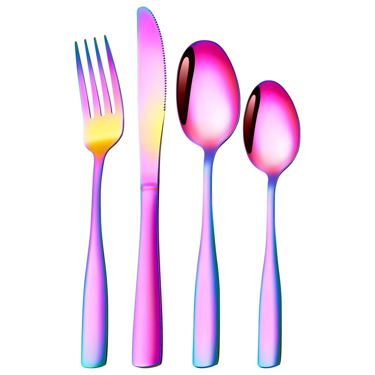Naidev Silverware Set for 1, 4-Piece 18/10 Stainless Steel Flatware Set,Forged Cutlery Set Matte Finish for Home,Restaurant and Parties, Dishwasher Safe.
