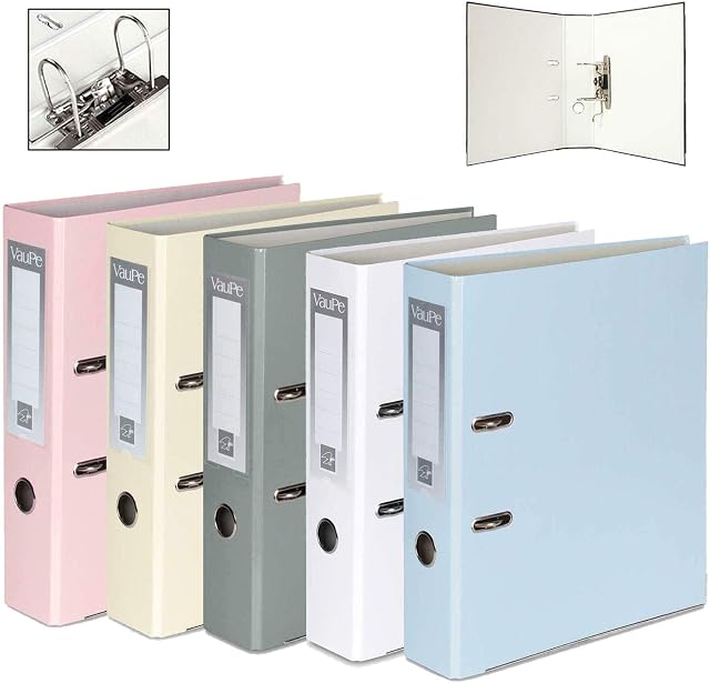 OfficeCentre® 5 x A4 Lever Arch Folders Large Storage Files Pastel Pack of Five 75mm