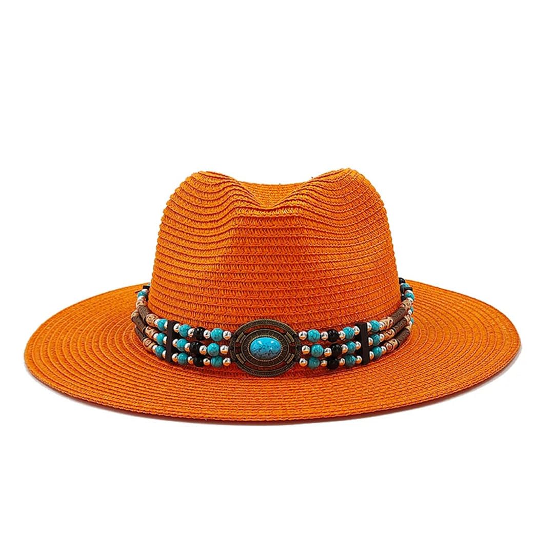 Accessori con Perline Cappello Estivo in Paglia Cappello Classico in Paglia Jazz Cappello da Sole da Viaggio per Donna e Uomo (09 6 3/4)