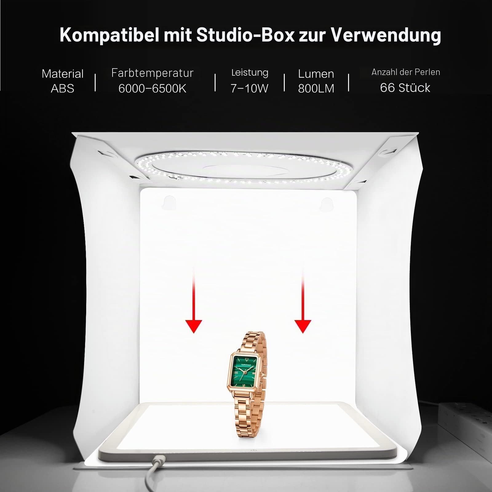 PULUZ 29CM LED Fotografie Schattenloses Licht Lampenpaneel für Fotostudio Box Fotografie Softbox Bodenlicht für Schmuck Kosmetik Kunstwerke (29CM)