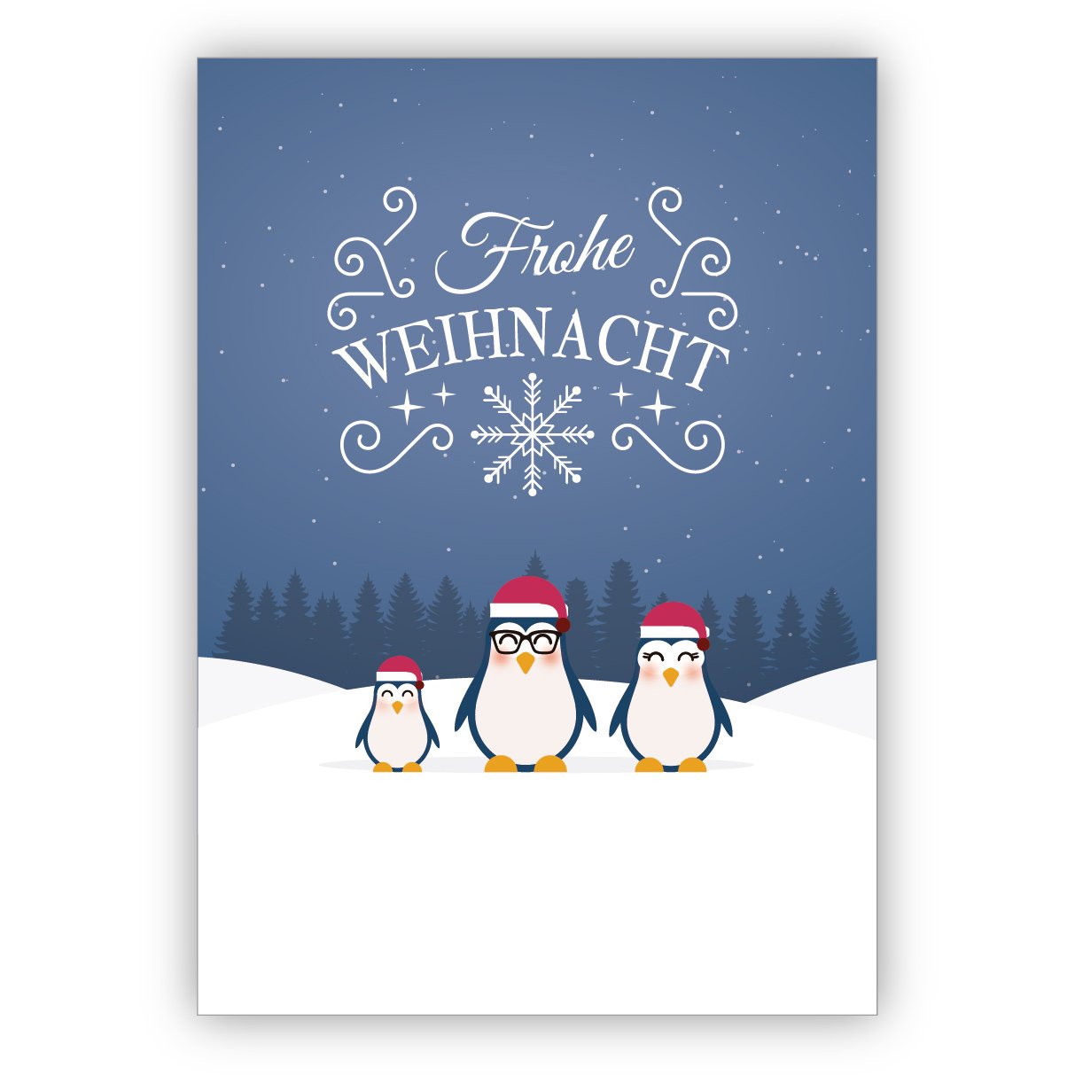 Kartenkaufrausch 16 Stück: Eine Pinguin Familie wünscht auf dieser Weihnachtskarte: Frohe Weihnacht • weihnachtliches Grußkarten Set mit Umschlag zum Fest der Liebe für Familie und Freunde