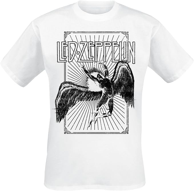 [Led Zeppelin] T Shirt Icarus Burst Band Logo 新しい 公式 メンズ ホワイト