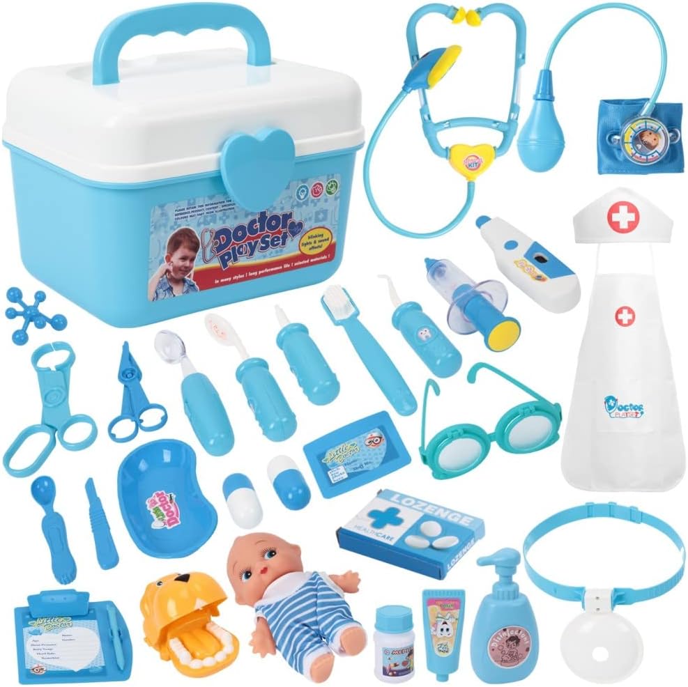 ShiningLove Medical Kit for Kids, Toy Doctor Kits 33pcs