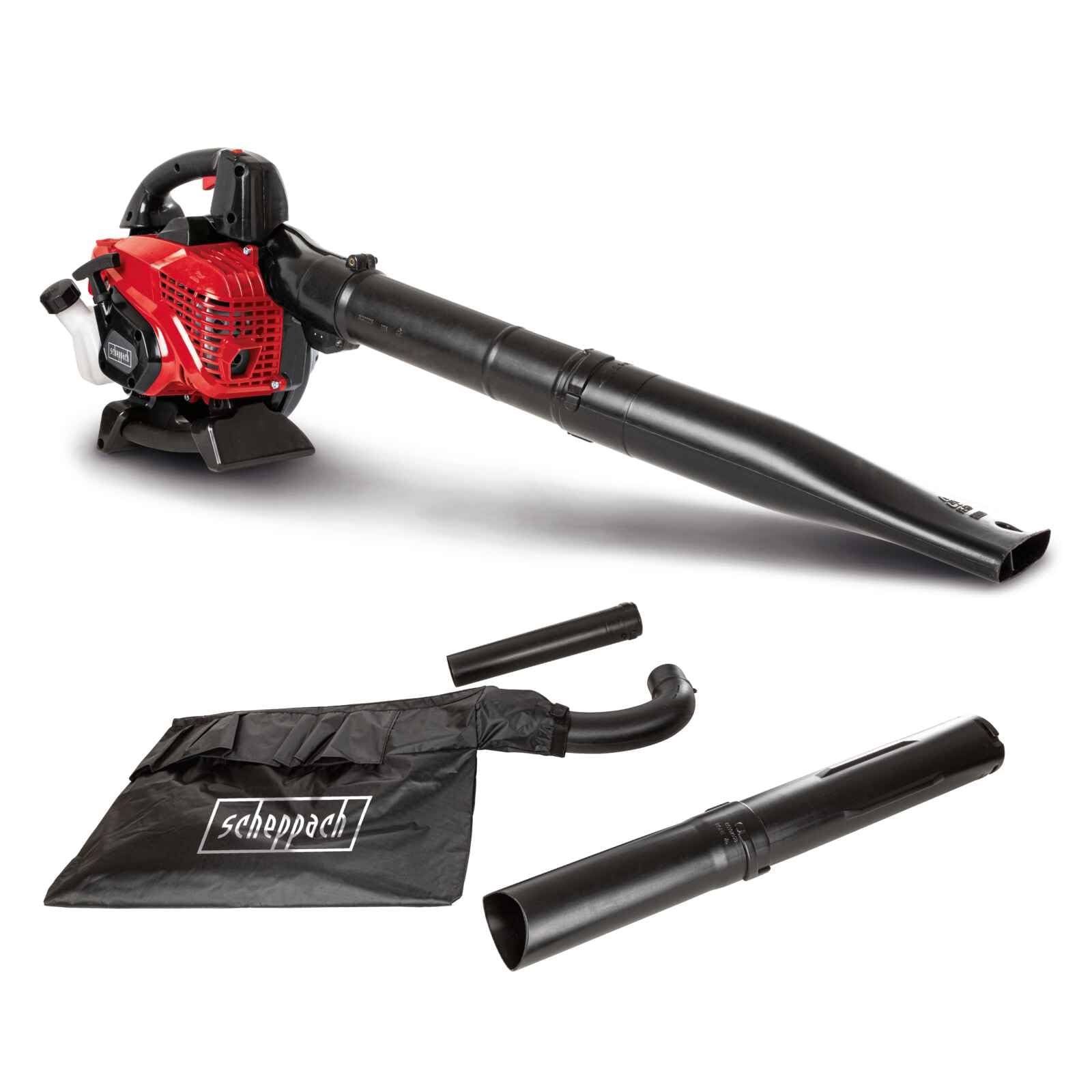 Scheppach LBH3500P Petrol Leaf Blower Vacuum 4-in-1, 25.4cc 2-Stroke 1.2HP Engine, 260km/h Air Speed, 790m³/h Airflow, 50L Collector, Shredder