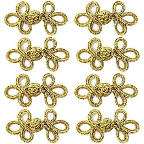 HRASY 10 pares de botones de nudo chino con diseño de rana, para coser suéteres, abrigos, bufandas, cárdigan y disfraces, color dorado Cover