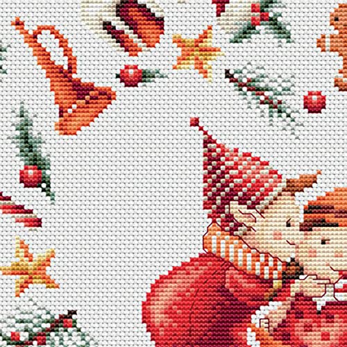 Image of DUTCH STITCH BROTHERS - Counted Cross Stitch Kit - DSB019A - Christmas Elves 3 - Aida - 9,8 x 9,8 Inch - DIY for Adults