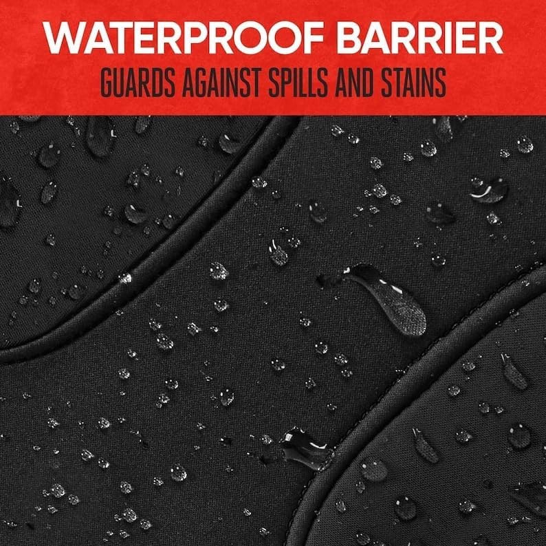 Waterproof Neoprene Full Size Bench Seat Cover for 1992-2010 Ford Super Duty Truck F23 High Back Molded Headrest (Black)