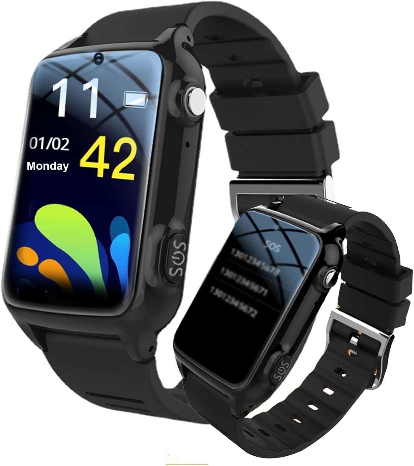 Reloj Inteligente con Alarma Personal para Personas Mayores con Botón Sos, Reloj con Detección De Caídas Y Rastreador GPS para Personas con Demencia, Reloj De Actividad Física con Frecuenci