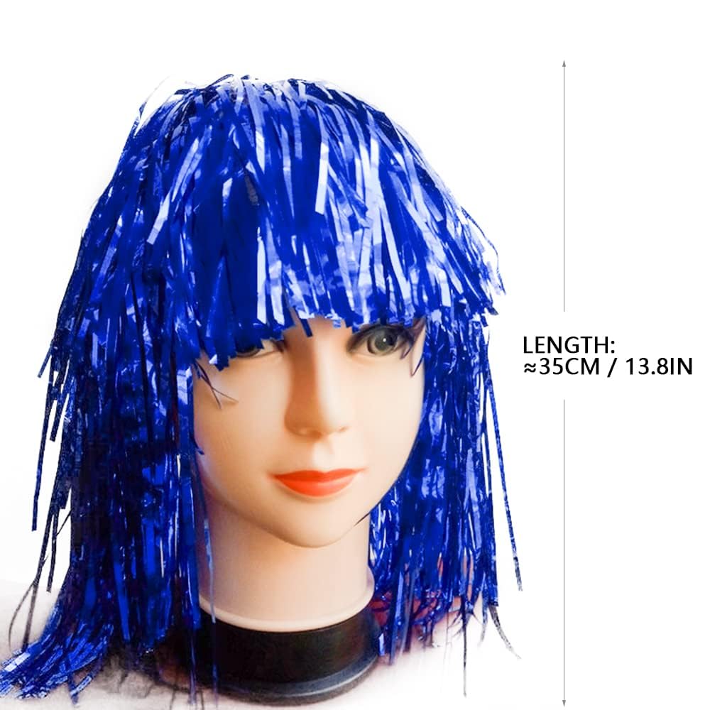 6 pcs Foil Tinsel Wig, Fancy Dress Shiny Party Wigs, Funny Party Wigs - Image 2