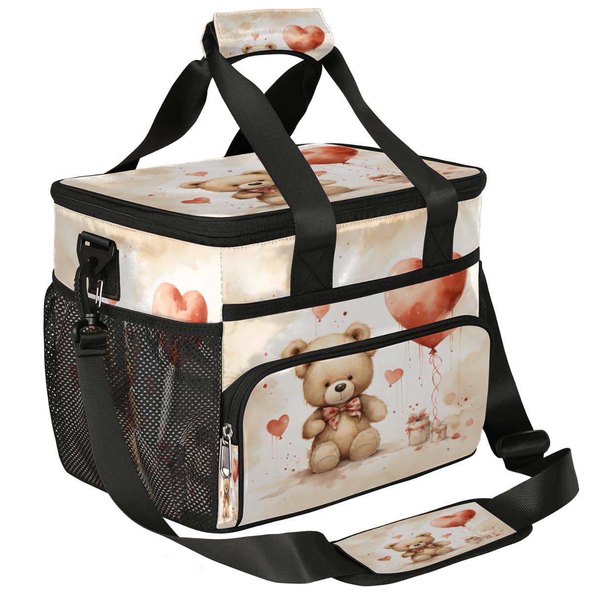 Insulated Picnic Backpack Lunch Box for Women Men Picnic Basket Tote Lunch Bag Picnic Bag Portable Lunch Bags for Picnic, Beach, Work, Trip,Office, Camp Valentine's Day Bear