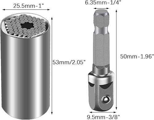 Miniatura 3 de Universal Super Socket Set 0.276-0.748 in - Juego de enchufes multifunción para desenroscar cualquier perno, adaptador de taladro eléctrico