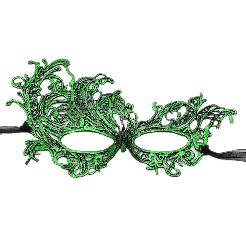 Wambere Women's Lace Mask - Green Carnival & Halloween Costume for Evening Dance Ball & Party - Cosplay & Prom Accessory