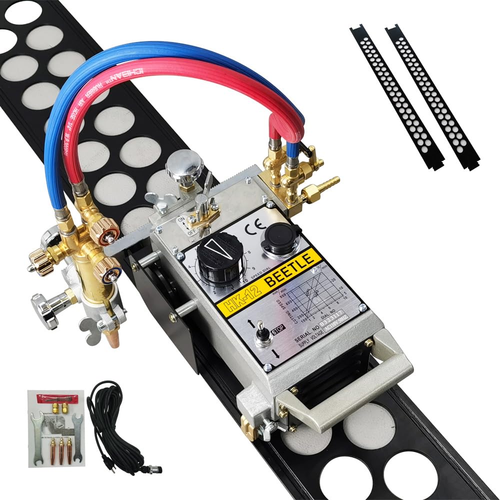 WYDDDARY HK-12 Track Torch Burner - 110V Portable Automatic Flame Cutting Machine, 0.24"-3.94"(6mm-100mm) Thickness, 5.9"-31.5"/min Speed, Acetylene &
