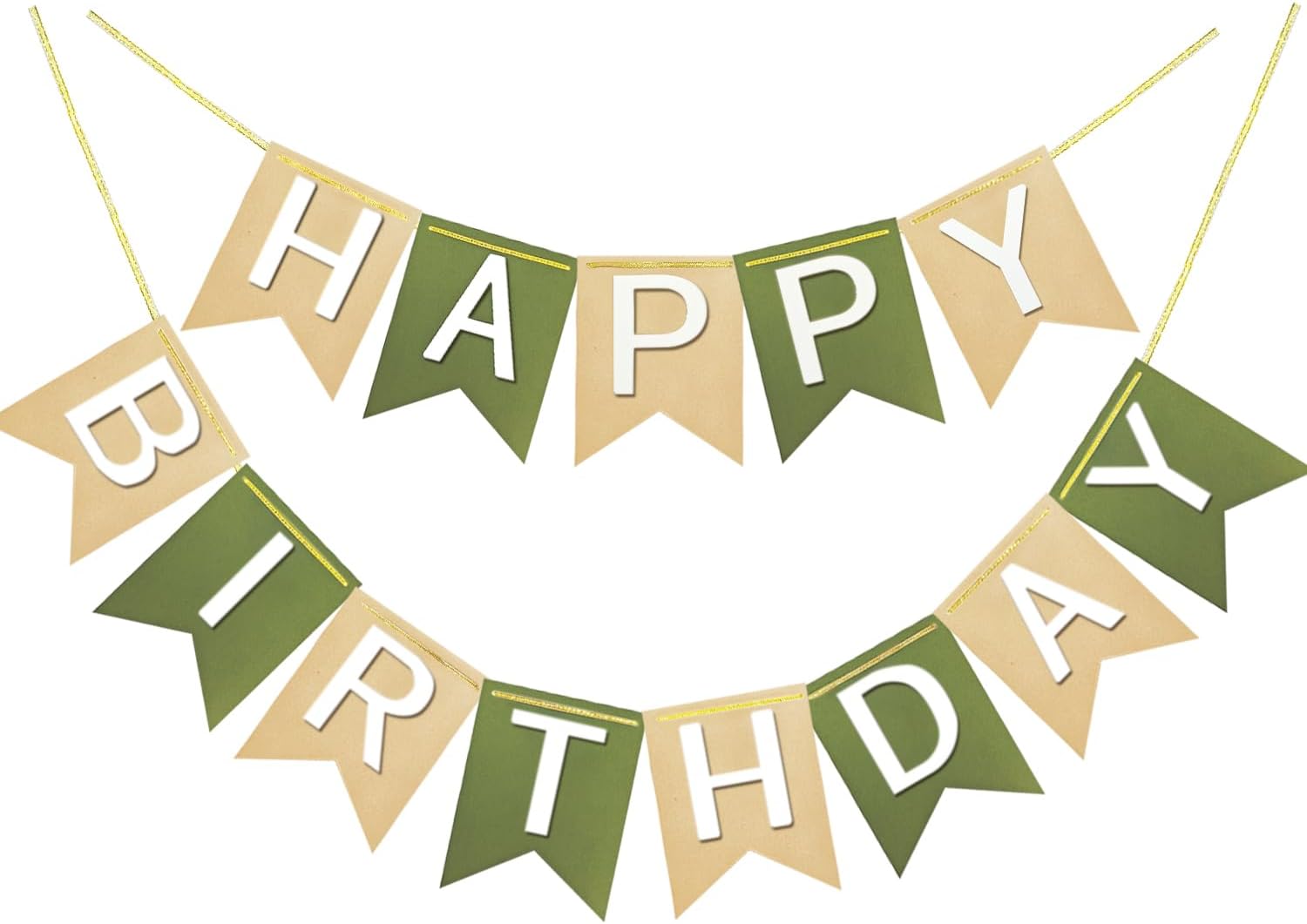 Brown Green Happy Birthday Banner Theme Party Supplies Handmade Garland Decorations Birthday Tropical Signs Nursery Hanging Decor 13pcs Brown-Green