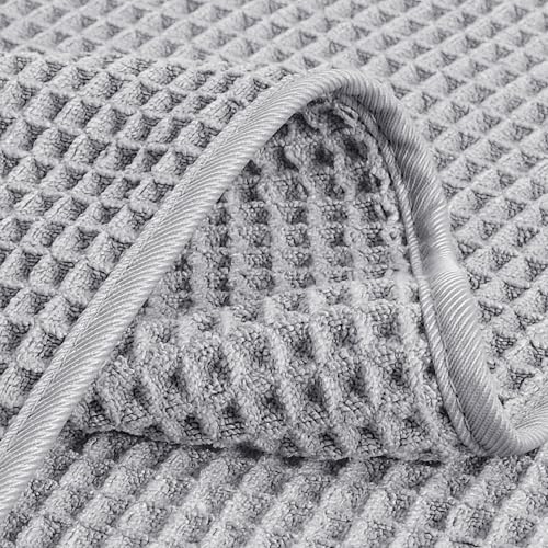 Image of POLYTE 430 GSM Microfiber Lint Free Washcloth Face Towel, 13 x 13 in, 4 Pack (Waffle Weave)