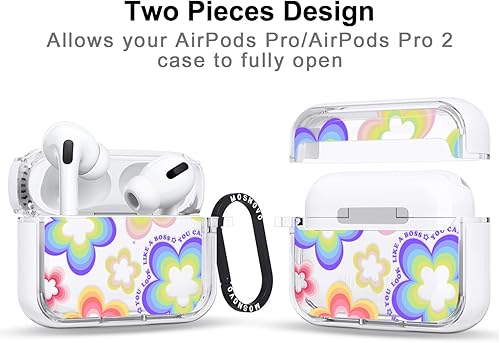 Miniatura 196 de MOSNOVO Funda protectora transparente para AirPods Pro 3, con anillo de metal duro de lujo de doble capa a prueba de golpes, diseñado para AirPods