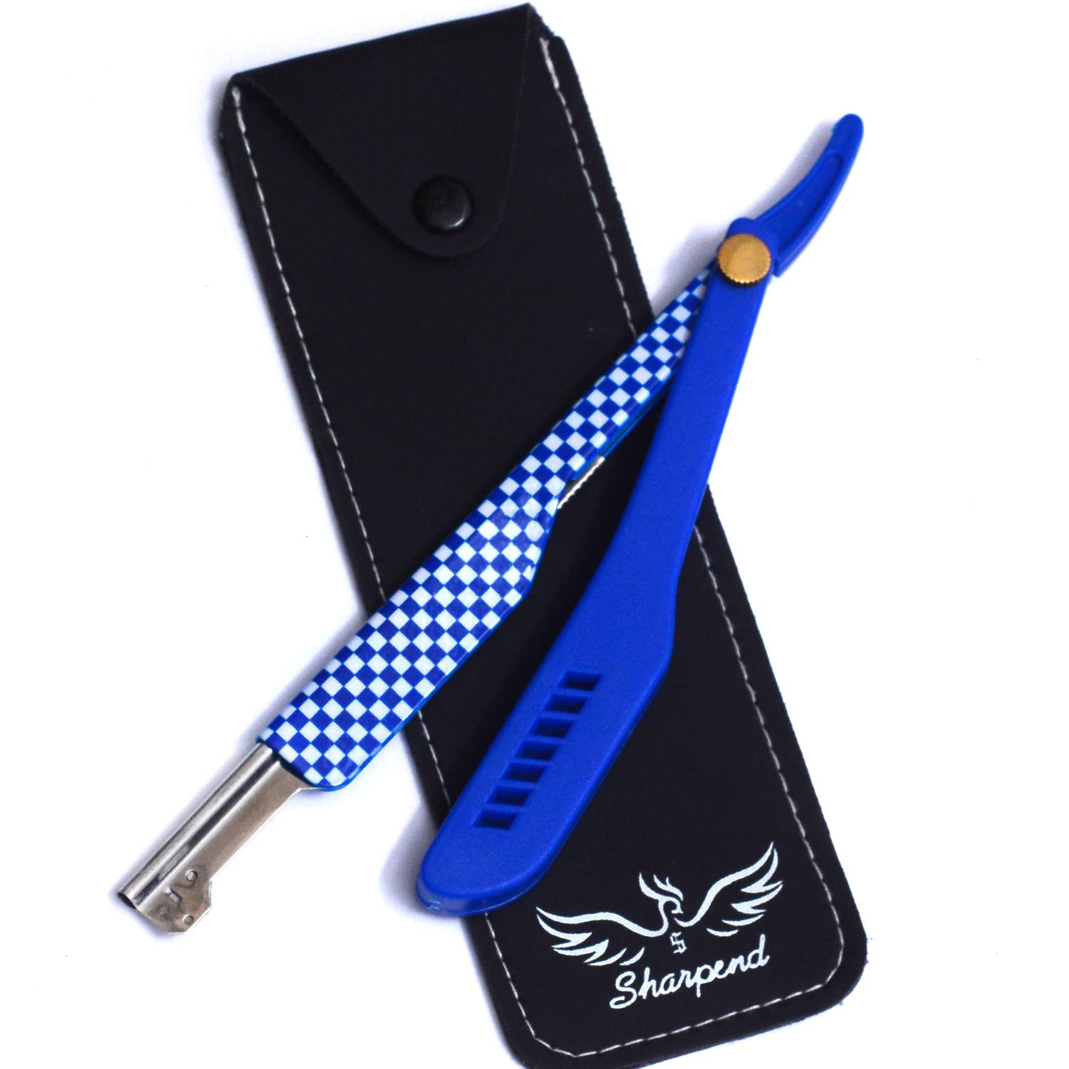 Classic Professional Straight Edge Barber Razor - Salon Quality Cut Throat Shavette,Professional Straight Edge Razor with 20 Single Edge Blades and 1 PU Leather Storage Bag, Barber Razor for Men, Salon | Straight Razor Kit | Mens Shaving Knife, Manual Eyebrow Razor