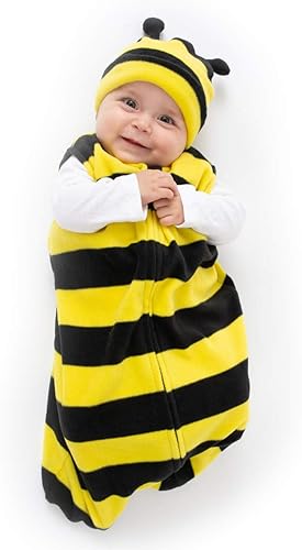 Saco de dormir de forro polar para bebé, manta para recién nacido, saco de dormir y sombrero