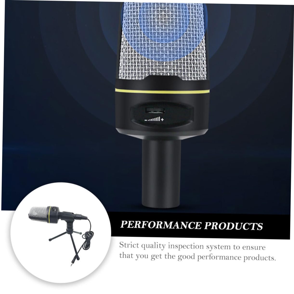 KOMBIUDA 1Set Desktop Computer Microphone with Noise Reduction Black Condenser Mic for Live Broadcast Gaming Karaoke Includes Stand and Data Cable