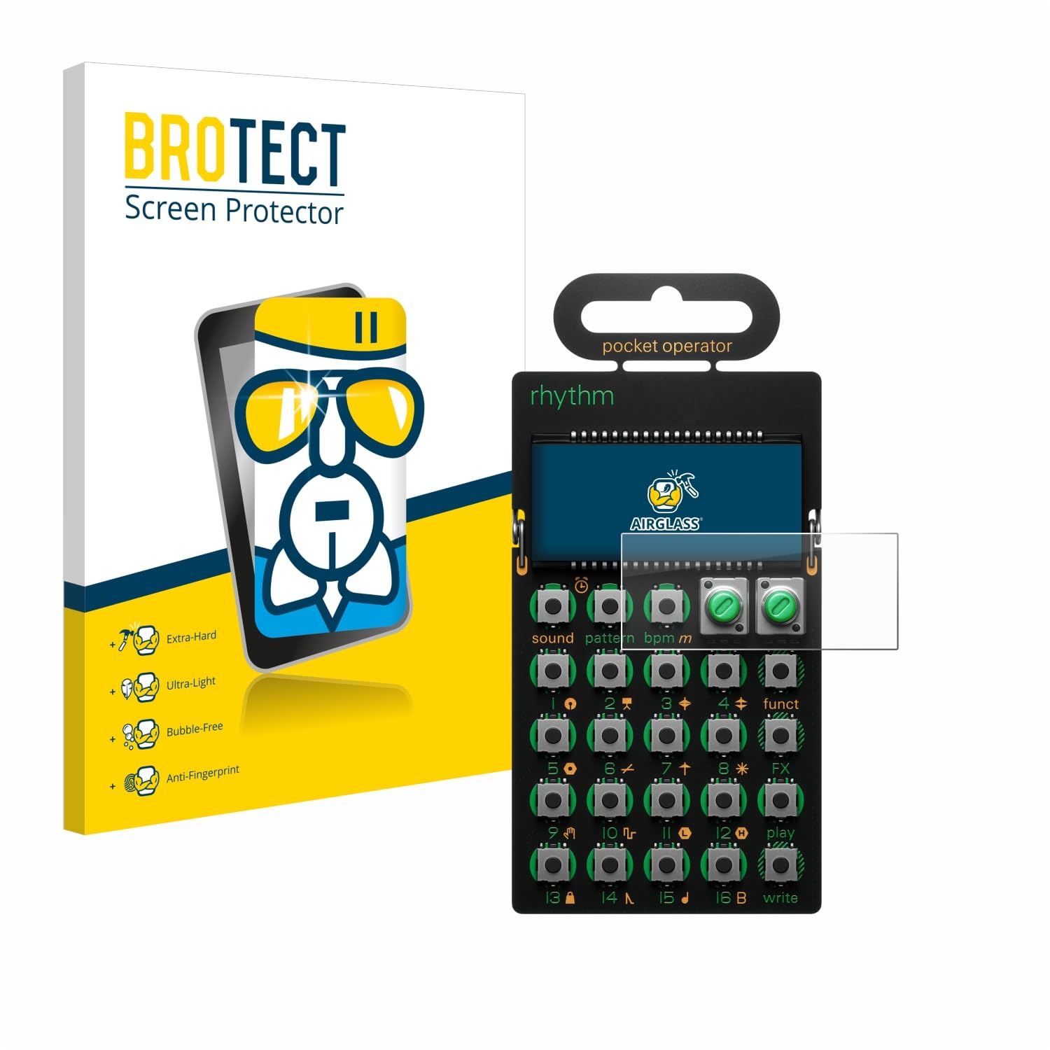 brotect Glass Screen Protector Film Compatible with Teenage Engineering PO-12 Rhythm - Glass-Foil 9H Protection [Scratch Resistant, High Clarity]