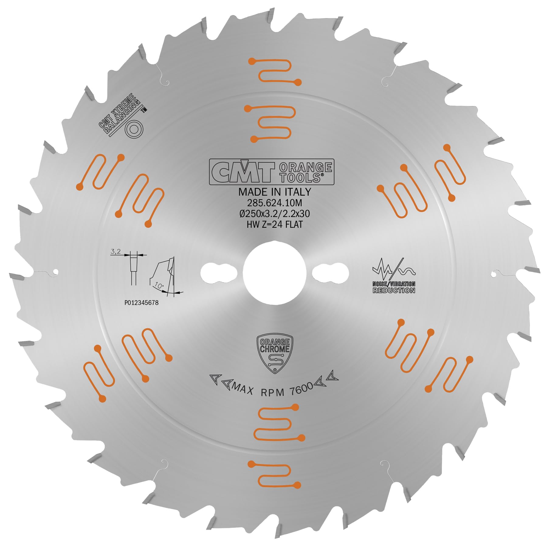 CMT ORANGE TOOLS 285.624.10M LAMES CIRCULAIRE CHROME HW 250x3.2/2.2x30 Z24 FLAT