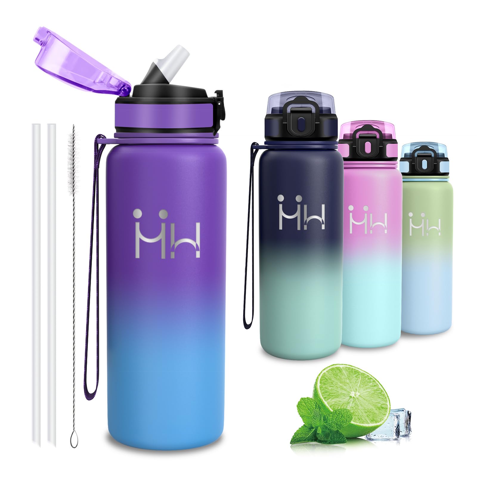 Stainless Steel Drinking Bottle 750 ml Drinking Bottle with Straw for